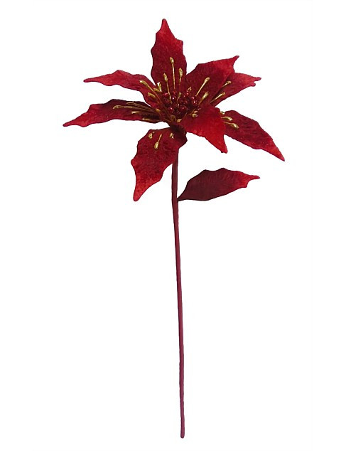 David Jones Luxe Foil Velvet Poinsettia Stem Pick | David Jones | David Jones (Australia & New Zealand)