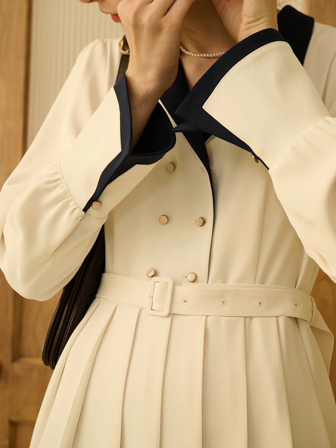 Simone Vintage Double Breasted Colorblock Collar Dress | SimpleRetro