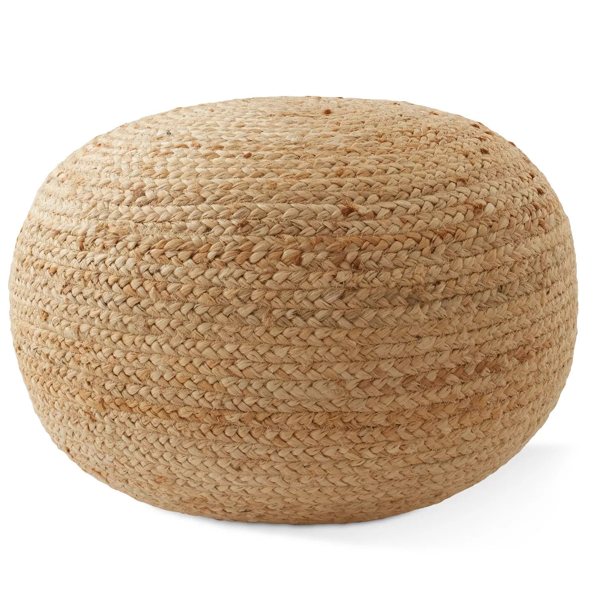 Hand-Braided Jute Pouf Ottoman, 19" Round x 10-1/2" High Footrest, Natural Woven Footstool, Boho ... | Target