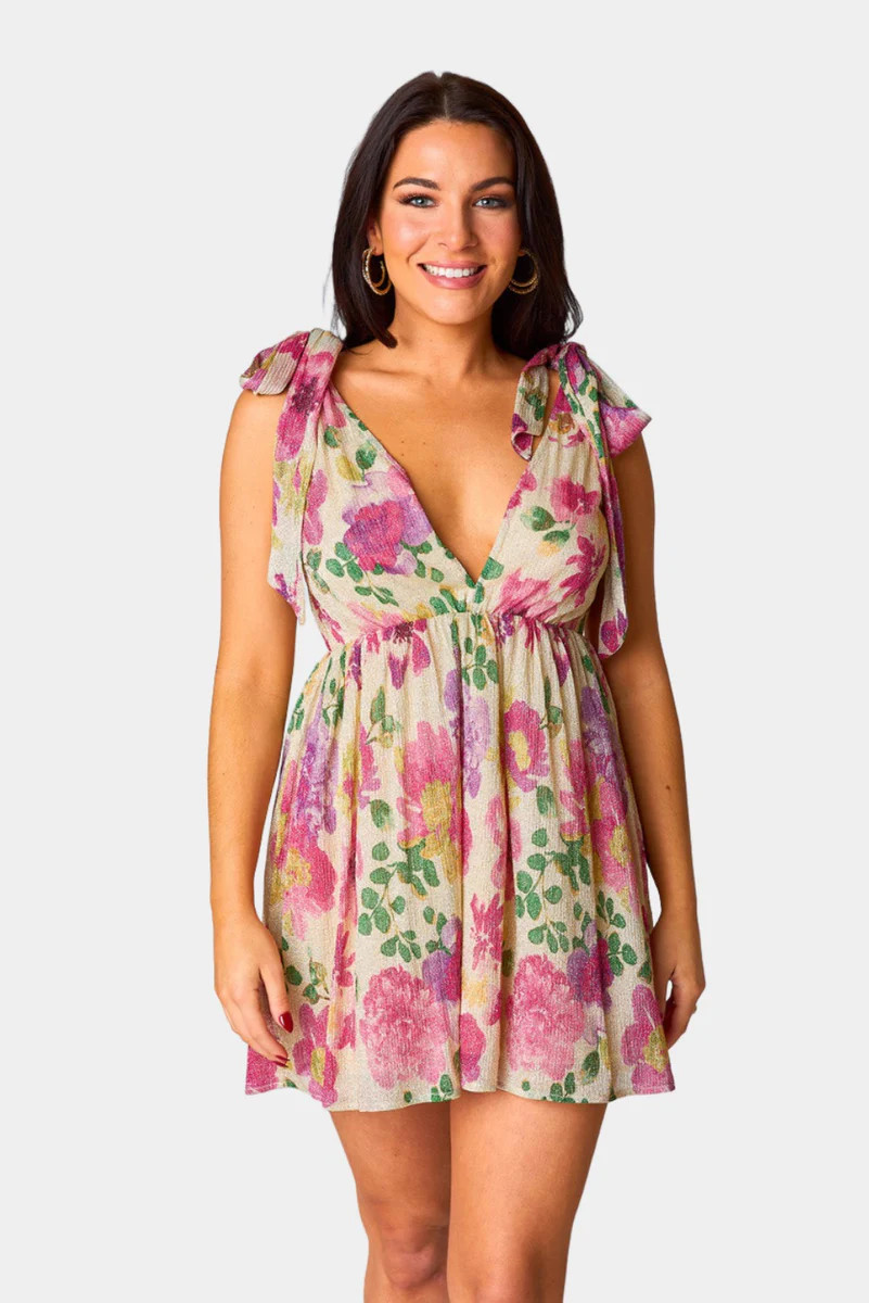 BuddyLove | Melanie Tie-Shoulder Mini Dress | Raspberry Rose | BuddyLove