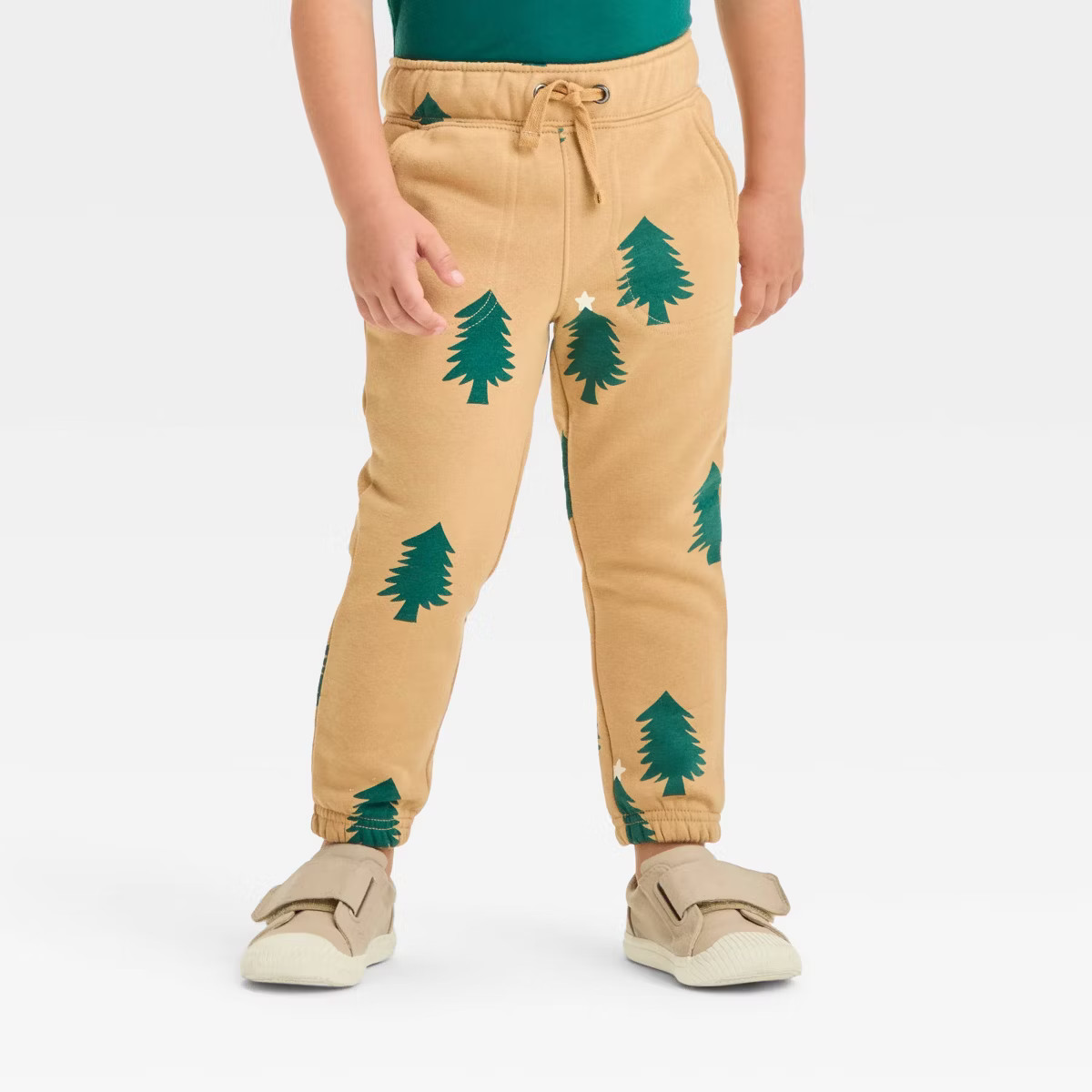 Toddler Boys' Tree Printed Fleece Pull-On Jogger Pants - Cat & Jack™ Brown | Target