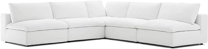 Modway Commix Down Filled Overstuffed 5 Piece Sectional Sofa Set, Corner Chair/Four Armless Chair... | Amazon (US)