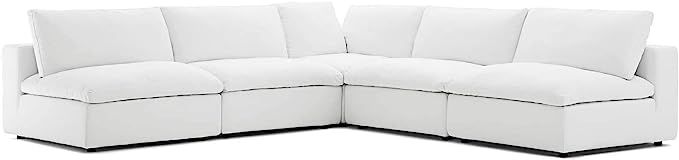 Modway Commix Down Filled Overstuffed 5 Piece Sectional Sofa Set, Corner Chair/Four Armless Chair... | Amazon (US)