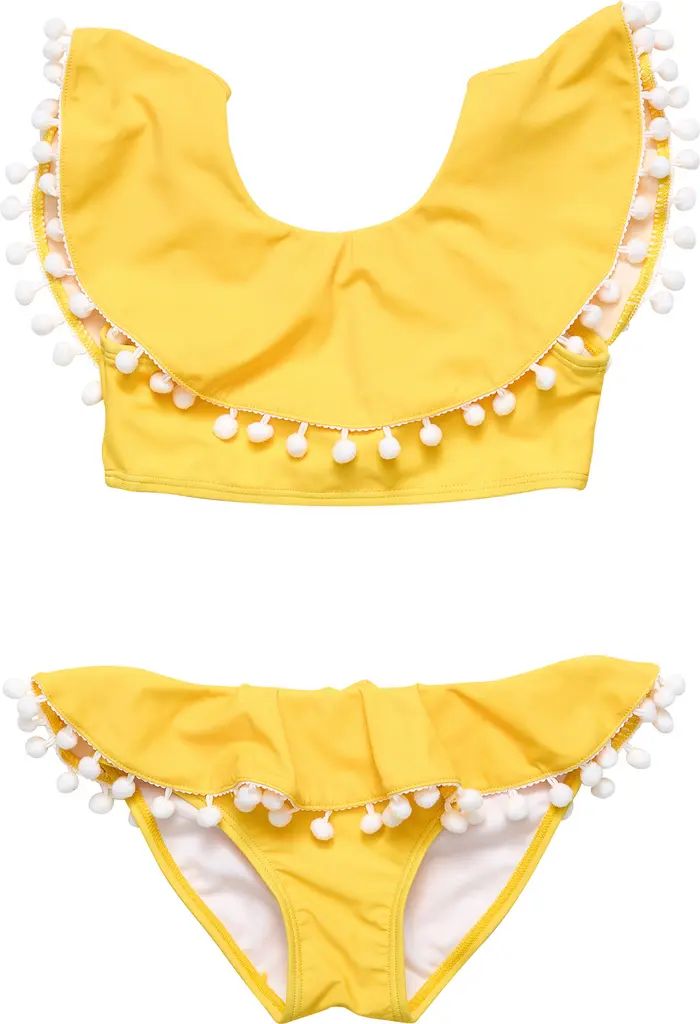 Snapper Rock Kids' Hello Yellow Flounce Two-Piece Swimsuit | Nordstrom | Nordstrom