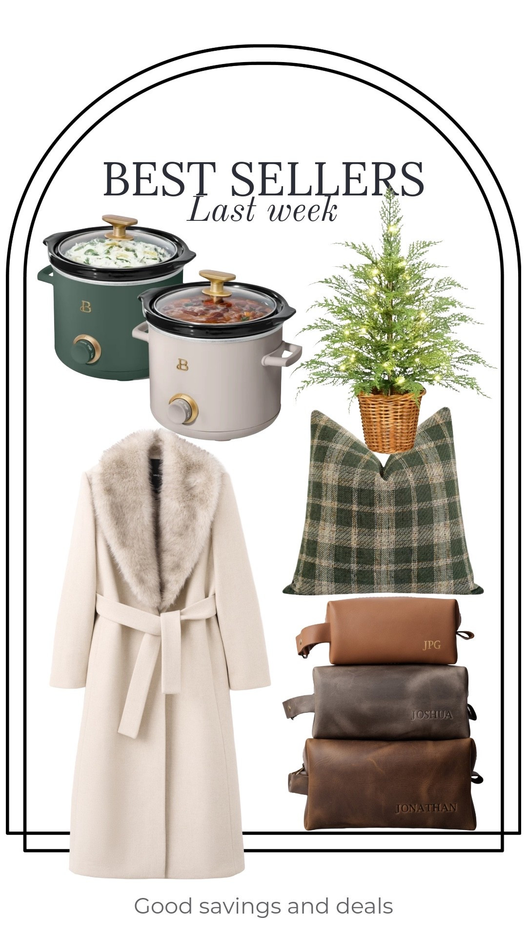 Best sellers last week include set of 2 mini crockpots for under $18, wool coat with fur collar, personalized toiletry bags, twinkle tree, plaid pillow case cover.

#LTKHoliday #LTKCyberWeek #LTKGiftGuide