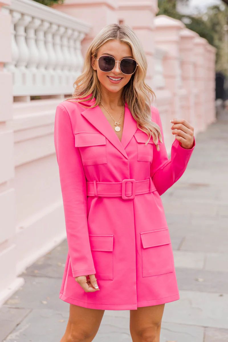 Prepared For This Pink Belted Blazer Dress | Pink Lily