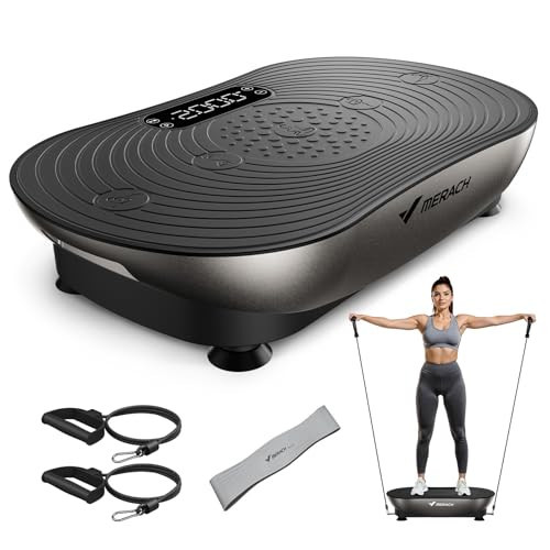 MERACH Vibration Plate Exercise Machine, Vibrating Platform for Lymphatic Drainage Weight Loss Muscle Activation, Full Body Home Exercise Equipment with LED Touch Screen Bluetooth Pull Cord | Amazon (US)
