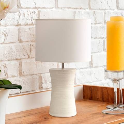 Simple Designs 16 1/2" Off-White Hourglass Ceramic Accent Table Lamp | Lamps Plus