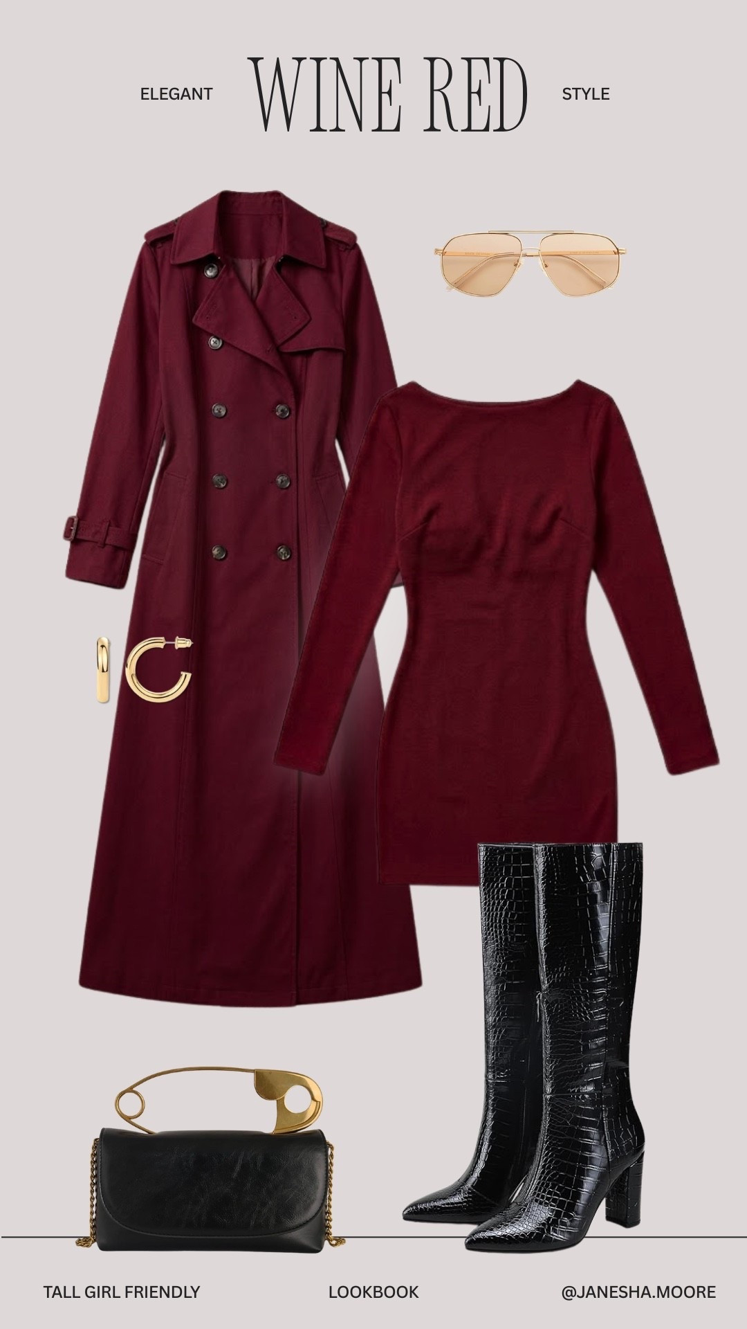 Elegant Wine Red Style | 5'9 200 lbs wearing a large dress, large coat! large in the shapewear! adding a similar boot! mine are from schutz

#LTKtall #LTKstyletip #LTKfindsunder50