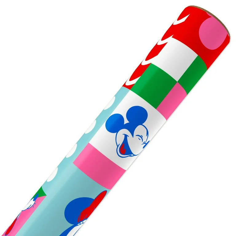 Plus Mark 40 in. Disney's Mickey and Minnie Mouse Christmas Wrapping Paper with Cutlines, Multi-C... | Walmart (US)