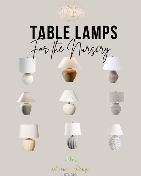 Table lamps for the nursery

Lighting, light fixtures, home decor, nursery decor, nursery design 

#LTKbump #LTKbaby #LTKstyletip