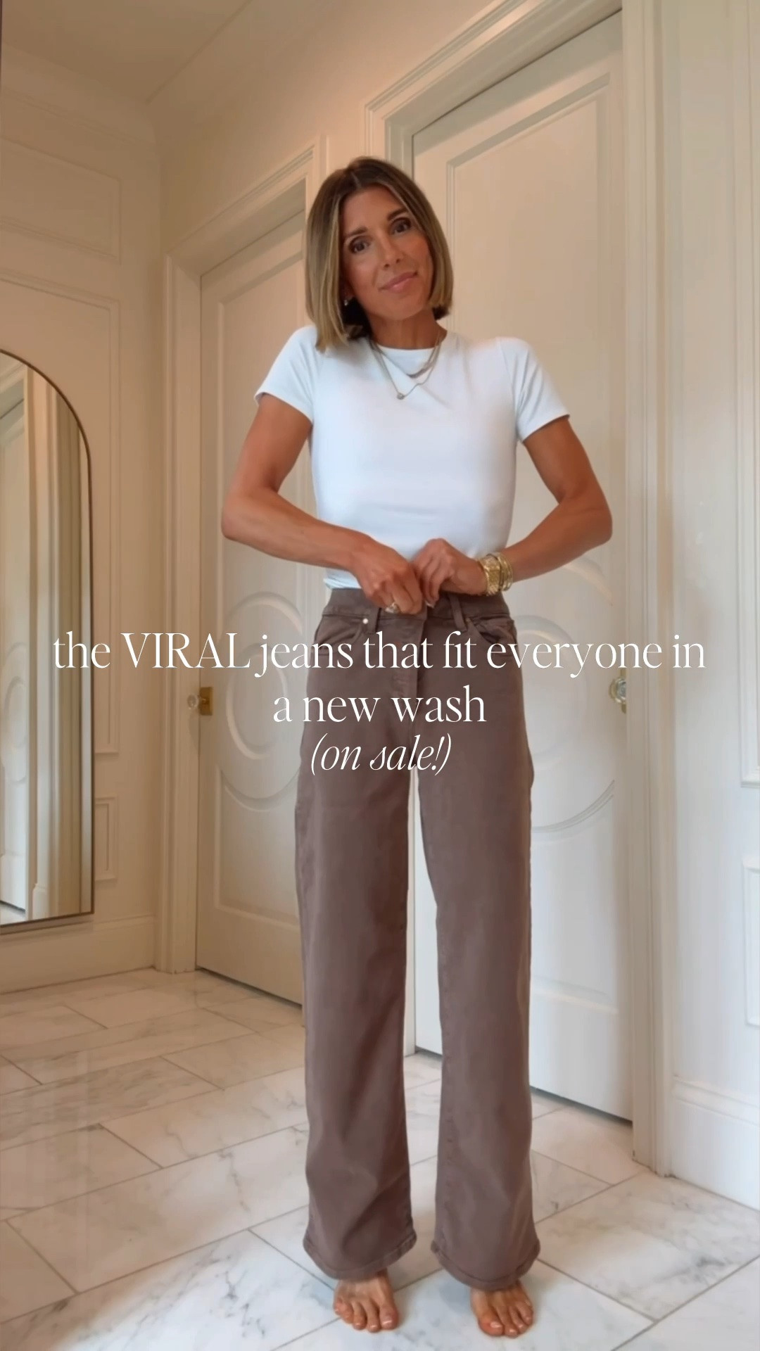 The jeans that fit everyone in this new wash, on sale for the Nordstrom anniversary sale. These fit tts I'm 5'7 wearing size 25