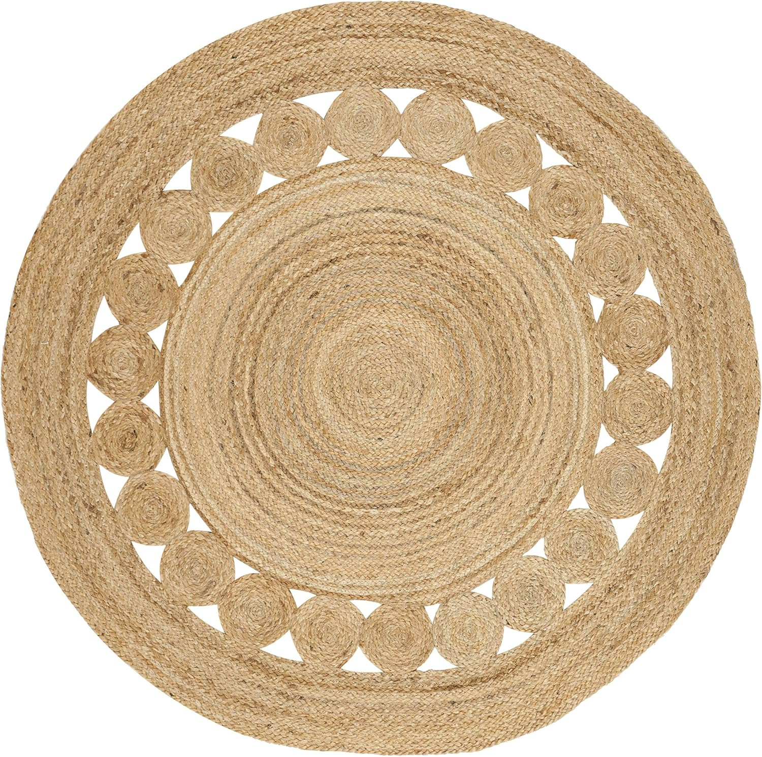 Safavieh Natural Fiber Round Collection NF364A Handmade Boho Charm Farmhouse Jute Area Rug, 4' x ... | Amazon (US)