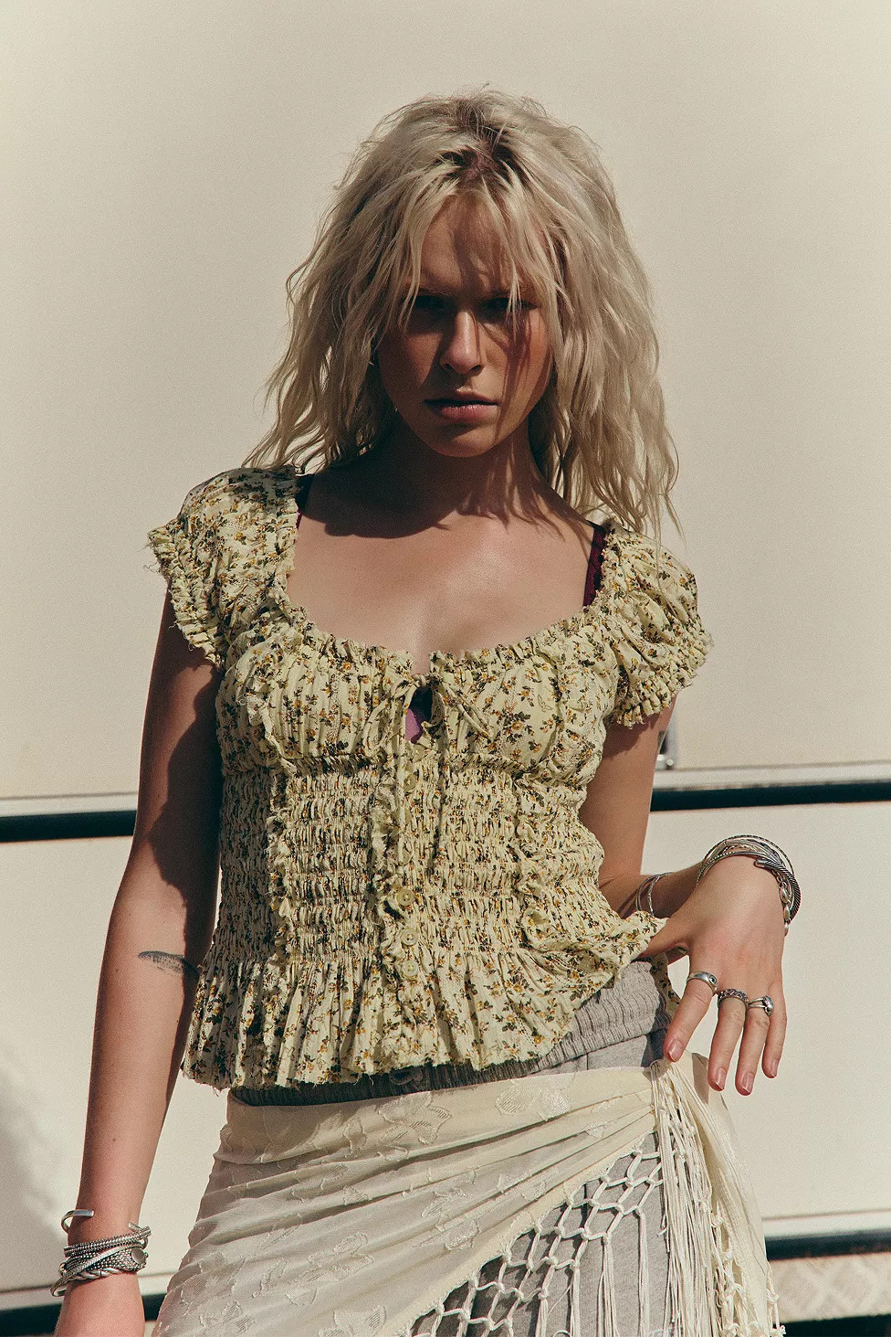 Kimchi Blue Mabel Smock Blouse | Urban Outfitters UK