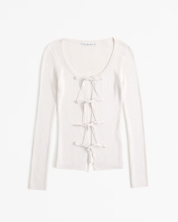 Bow Tie-Front Slim Cardigan | Abercrombie & Fitch (US)