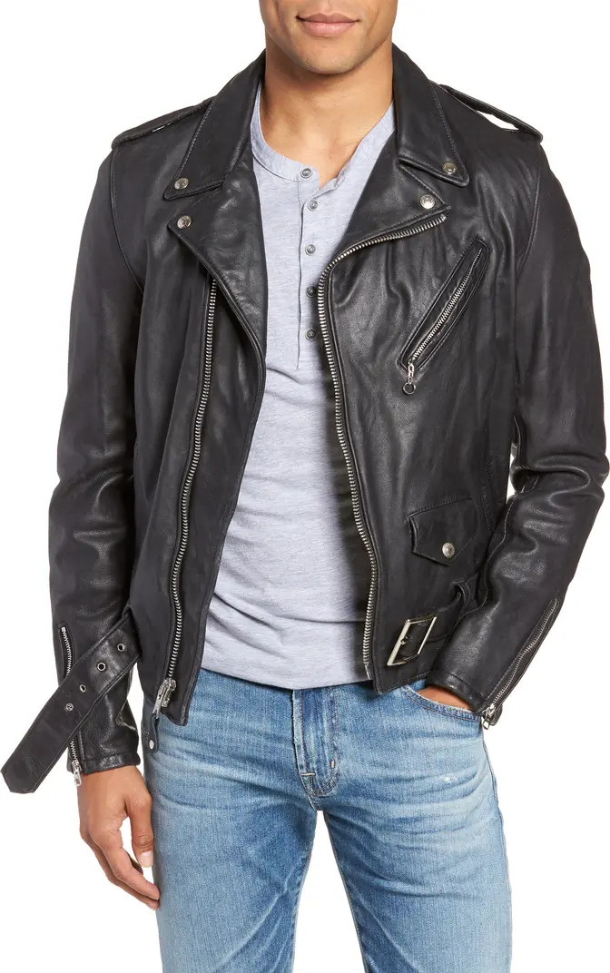 Hand Vintaged Cowhide Leather Motorcycle Jacket | Nordstrom