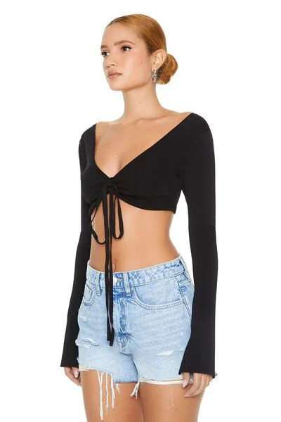 Tie-Front Sweater-Knit Crop Top | Forever 21