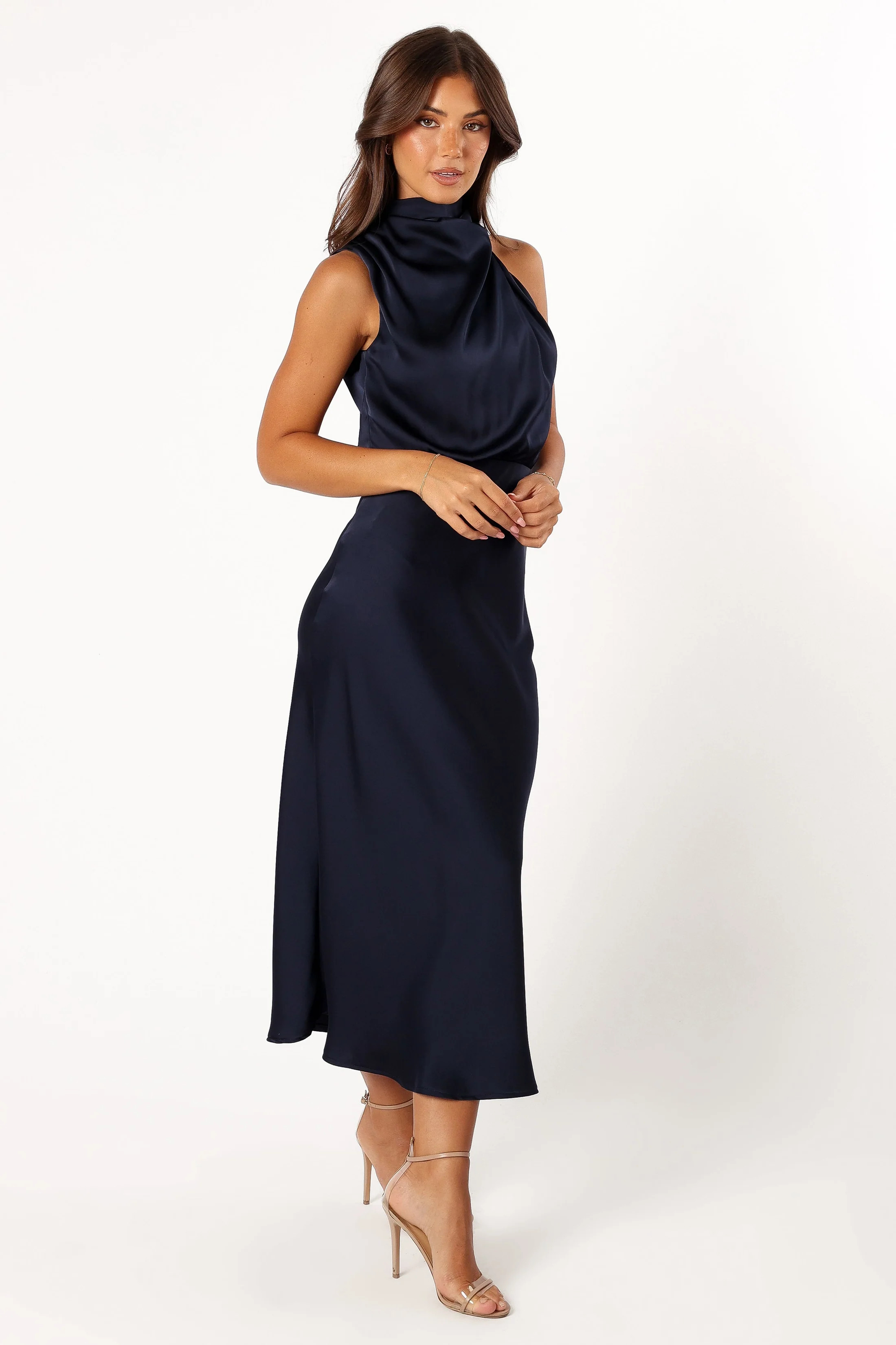 Anabelle Halter Neck Midi Dress - Navy | Petal & Pup (US)