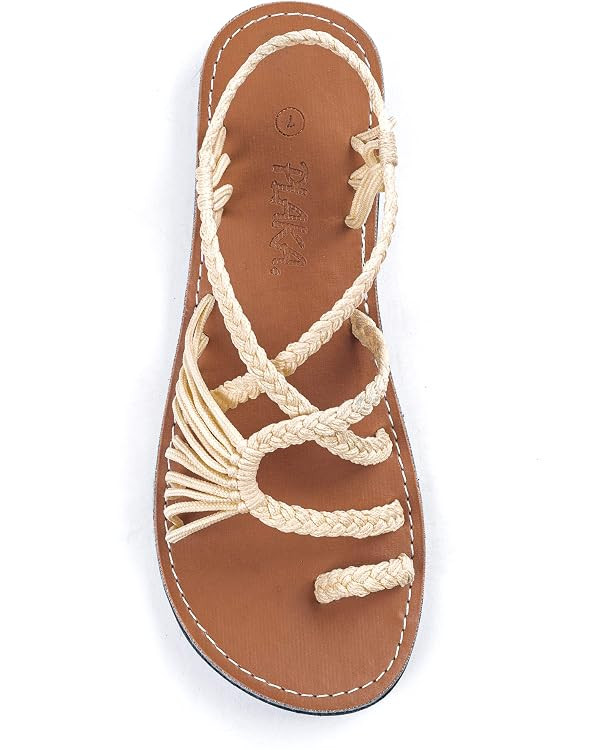 Plaka Palm Leaf Strappy Sandals for Women - Beach Summer Women Sandals | Comfortable Walking Wome... | Amazon (US)