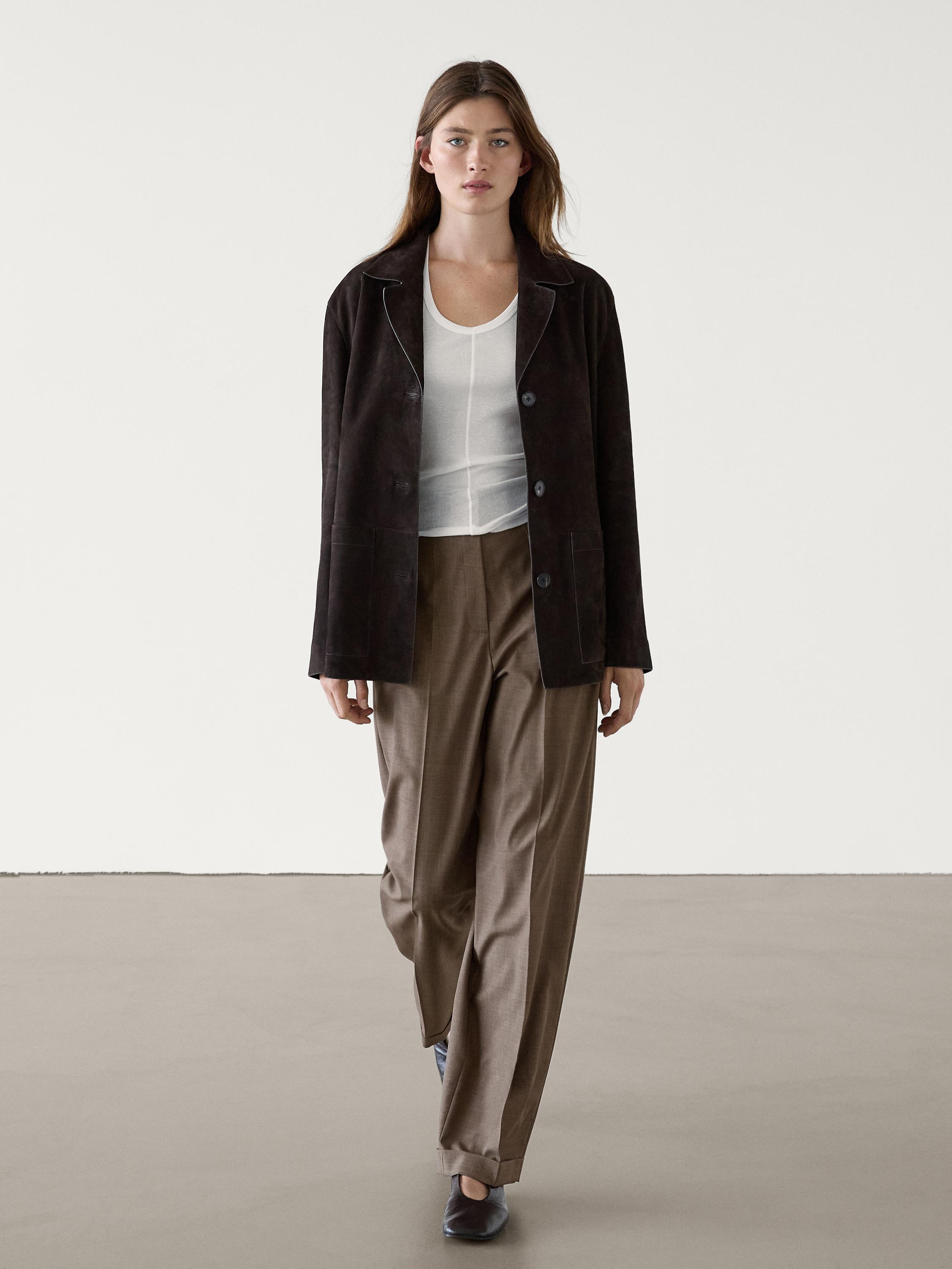 Straight-leg 100% wool trousers | Massimo Dutti UK