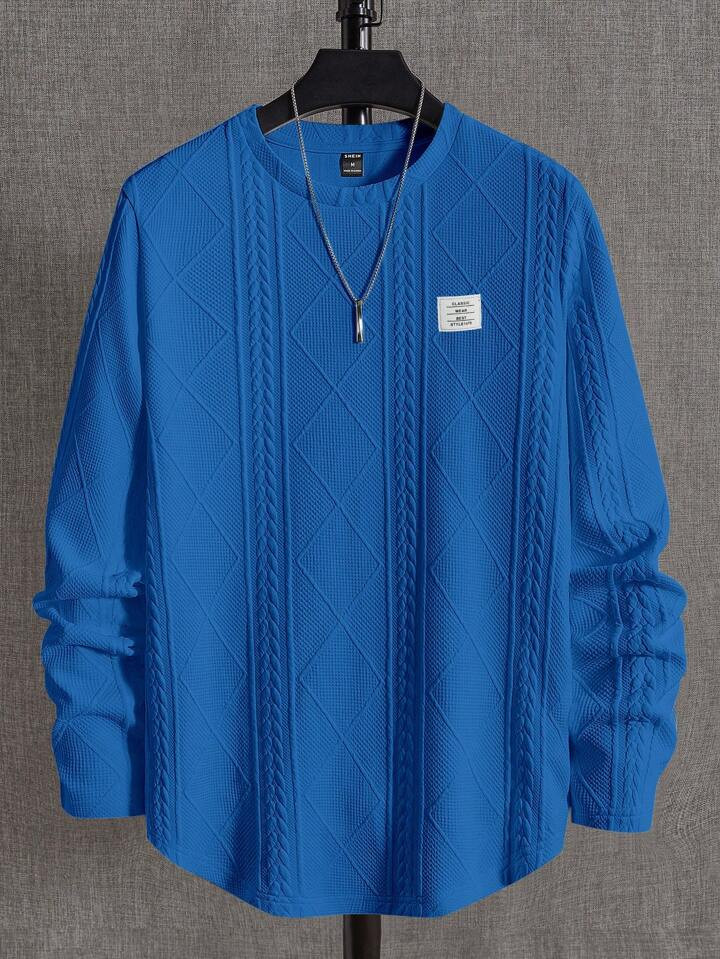 Manfinity Homme Men Letter Patched Detail Curved Hem Tee | SHEIN