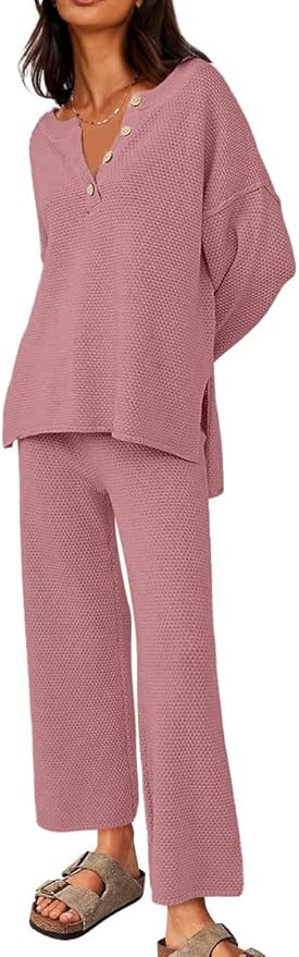 LILLUSORY Women's 2 Piece Trendy Outfits Oversized Slouchy Matching Sets Cozy Knit Sweatsuit Sets | Amazon (US)