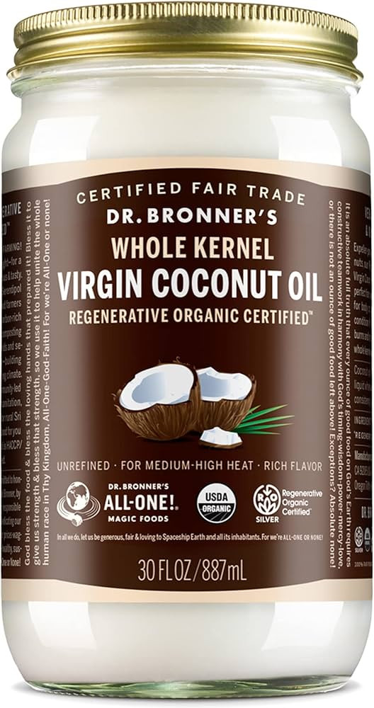 Dr. Bronner's - Organic Virgin Coconut Oil (Whole Kernel, 30 Ounce) - Coconut Oil for Cooking, Ba... | Amazon (US)