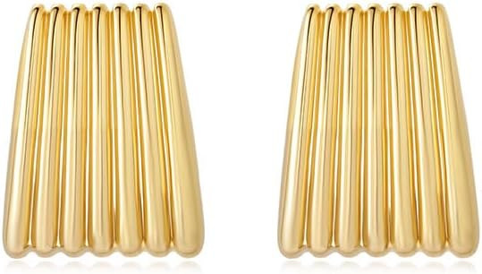 Gold Chunky Statement Earrings for Women, Trendy 14K Gold Plated Square Geometric Vintage Drop Da... | Amazon (US)