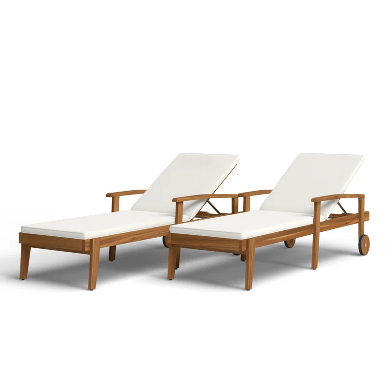 Saeon 28.25'' Outdoor Acacia Chaise Lounge Set (Set of 2) | Birch Lane