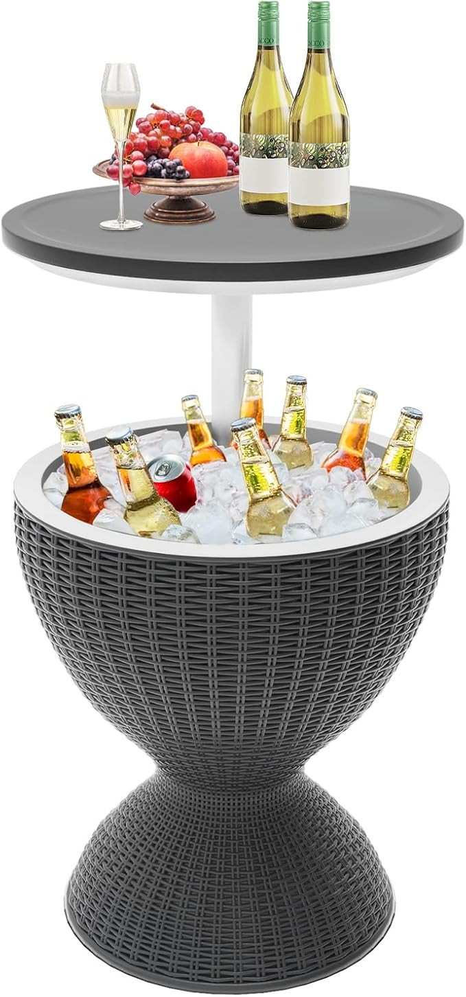 SHAREWIN Outdoor Cooler Table, Height-Adjustable Patio Bar Tables 8 Gallon Beer and Wine Cooler, ... | Amazon (US)