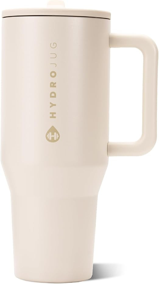 HydroJug Traveler 40oz, Insulated Tumbler with Handle & Straw, Cream | Amazon (US)