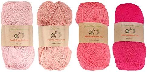 Baby Soft Bamboo Cotton Yarn - JubileeYarn - Shades of Pink - 4 Skeins | Amazon (US)