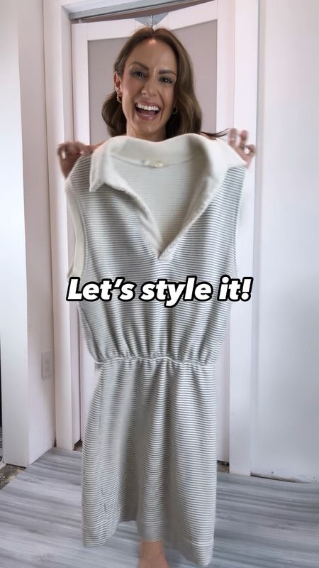 15% off with code BLOOM15 🎊 The cutest and comfiest striped sweat shirt dress!! Love the dramatic collar and v-neck combo and the cap sleeves! Both the sleeves and collar have a ribbed texture - super cute detail. Elastic waist for comfort. I’m wearing a small. It was a little big but I shrunk it in the wash and then it fit great if that helps with sizing. Sneakers are tts. Also, don’t pay full price for the dress. This site ALWAYS has codes so just do a search for one or check the site or IG! 

#LTKVideo #LTKFindsUnder100 #LTKSaleAlert