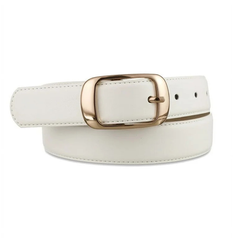 AI DEEBLUE White Belt for Women - Stylish Womens Belts for Jeans with Gold Buckle | Walmart (US)