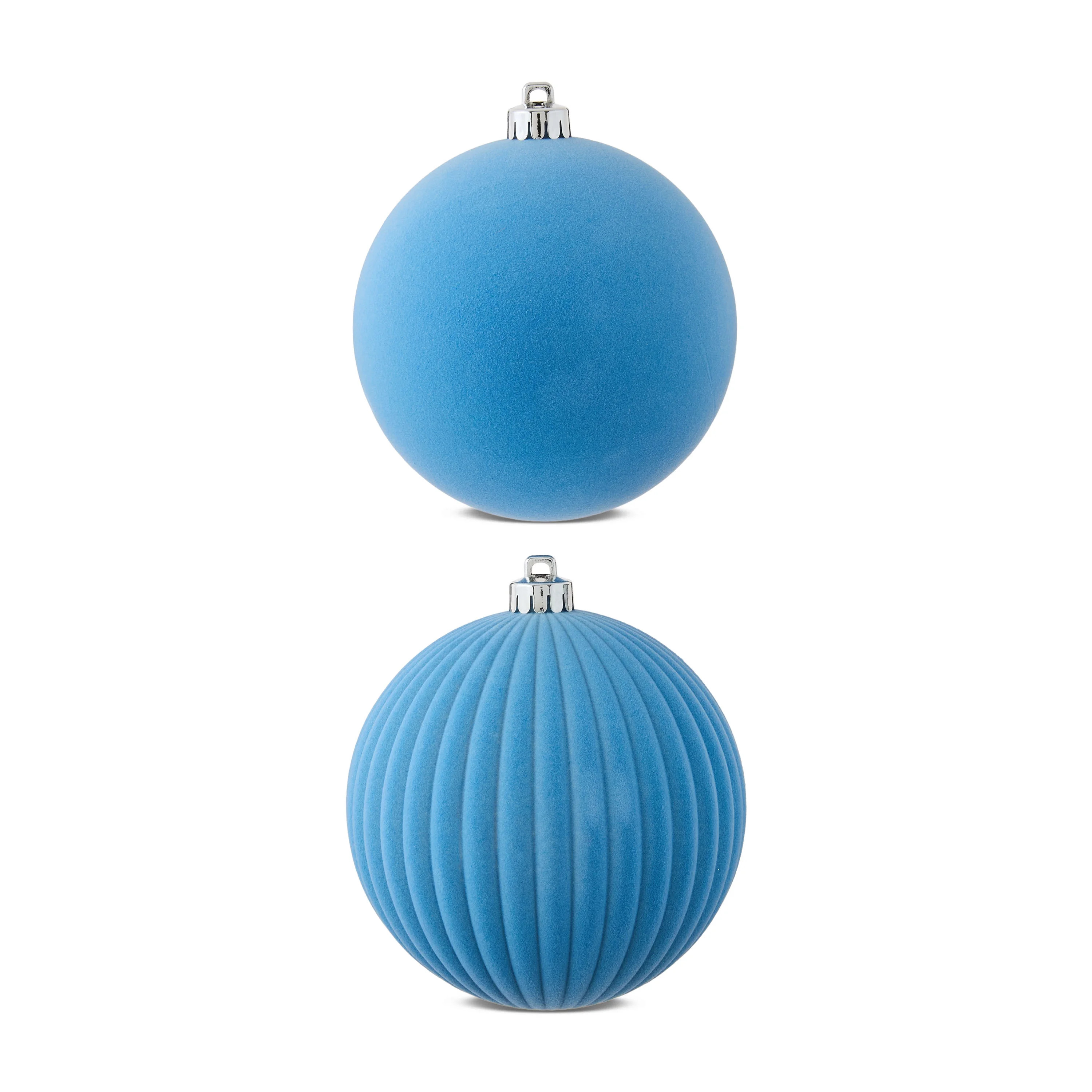 Adornos Navideños Irrompibles Jumbo con Sensación de Terciopelo Azul Claro de 2 Unidades, 5.9",... | Walmart (US)