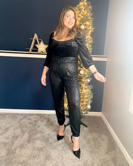 Holiday outfit from amazon
Sequin joggers large
Velvet too large 
Heels amazon tts


#LTKcurves #LTKFind #LTKHoliday