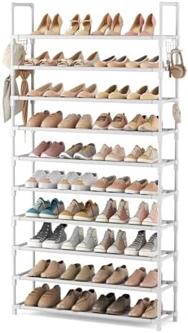 VTRIN 10 Tiers Shoe Rack Tall Large Capacity 50 Pairs Wide Shoe Organizer Sturdy Shoe Shelf for E... | Amazon (US)