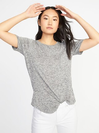 Old Navy Womens Luxe Soft-Spun Curved-Hem Tee For Women Light Heather Gray Size L | Old Navy US