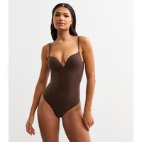 Women's Dark Brown Seamless Shaping Sweetheart Neck Push Up Body New Look | New Look (UK)