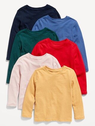 Unisex Long-Sleeve Solid T-Shirt 6-Pack for Toddler | Old Navy (US)