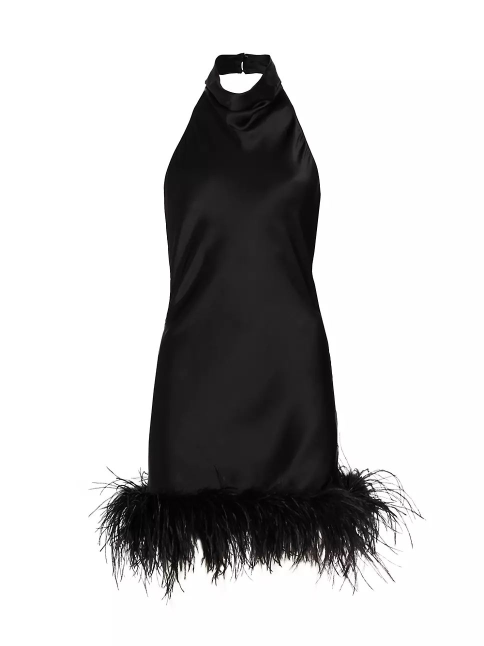 Lunaria Feather-Trim Halter Dress | Saks Fifth Avenue