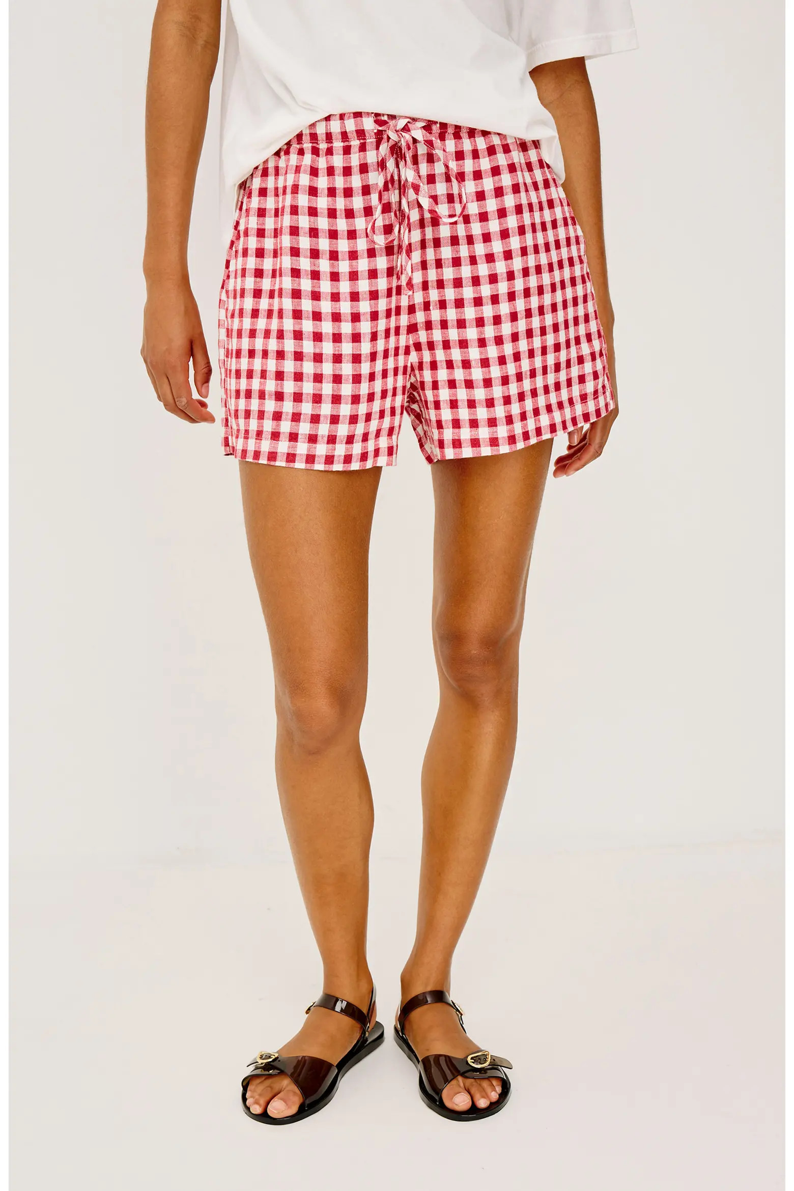 Jenner Gingham Pull-On Linen Shorts (Women) | Nordstrom | Nordstrom