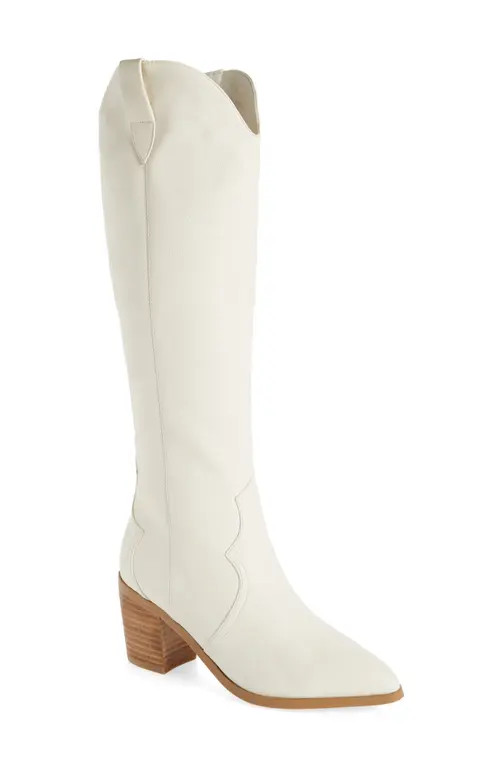 Billini Novena Knee High Western Boot in Off White at Nordstrom, Size 5 | Nordstrom