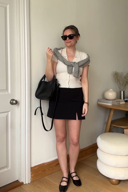 Button up tops and strappy ballet pumps 