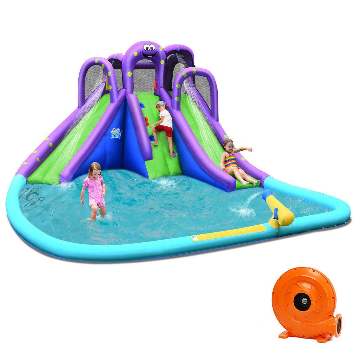 Costway Inflatable Water Park Octopus Bounce House Dual Slide Climbing Wall W/ Blower | Target