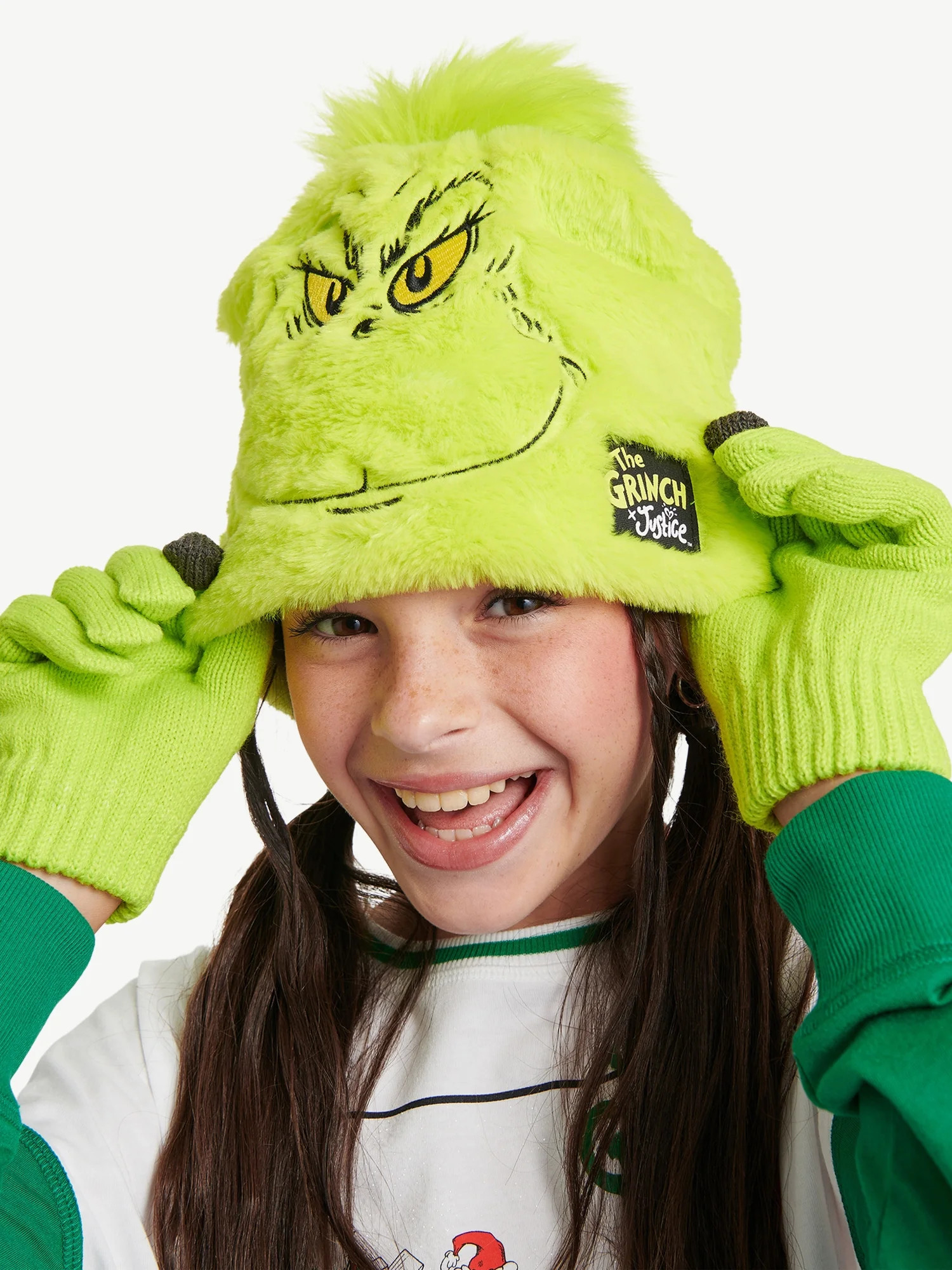 Justice Girls Grinch Hat and Gloves Set, 2-Piece | Walmart (US)