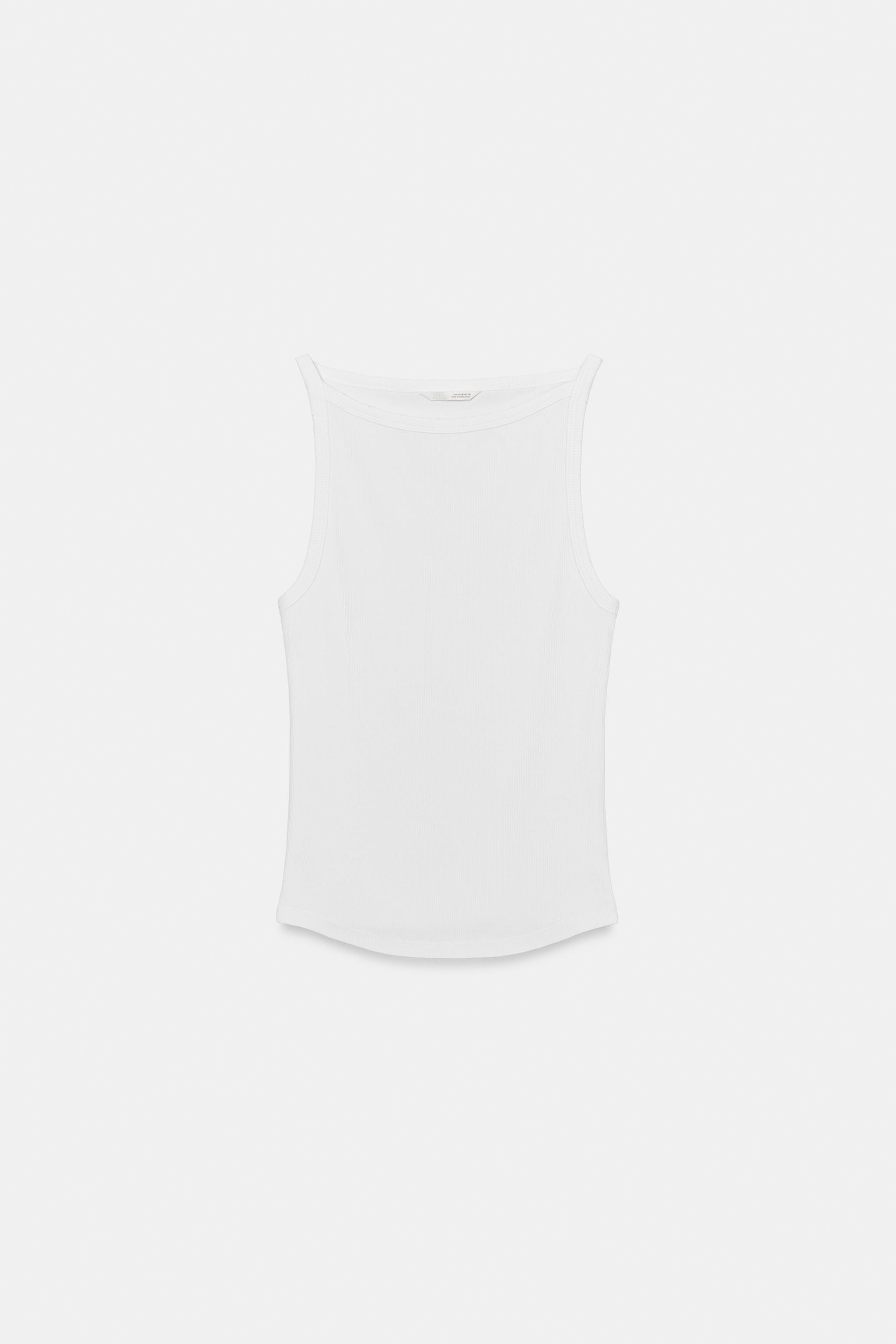 Cotton blend top with a faded effect. Featuring a halter neck and straps. | Zara UK