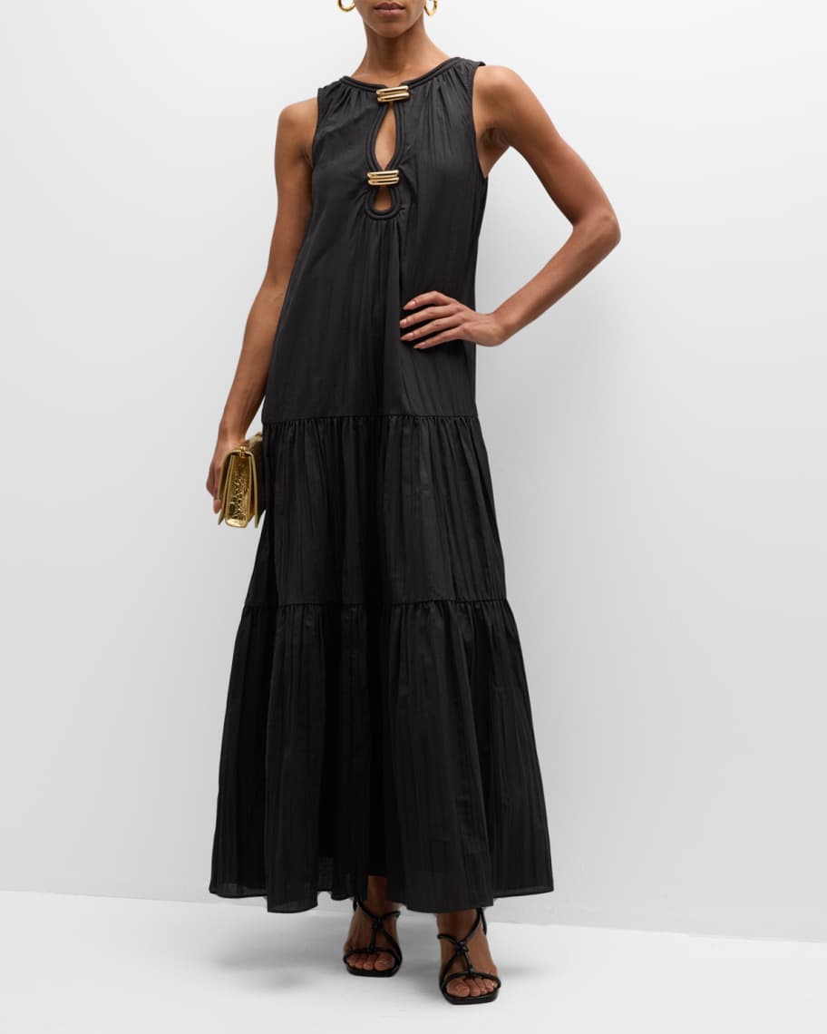 Acler Conara Cut-Out Tiered Maxi Dress | Neiman Marcus