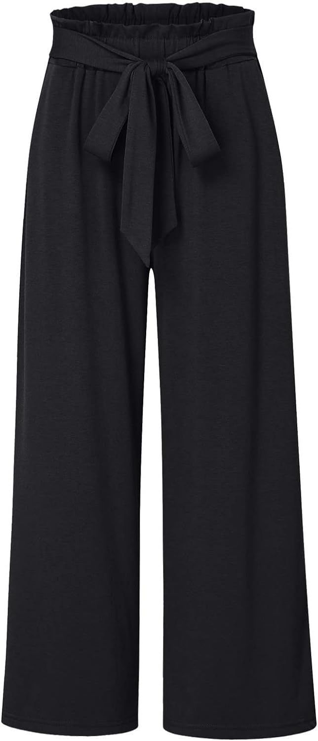 SNKSDGM Womens Wide Leg Linen Pants Summer Casual Elastic High Waist Palazzo Pant Pajamas Belted ... | Amazon (US)