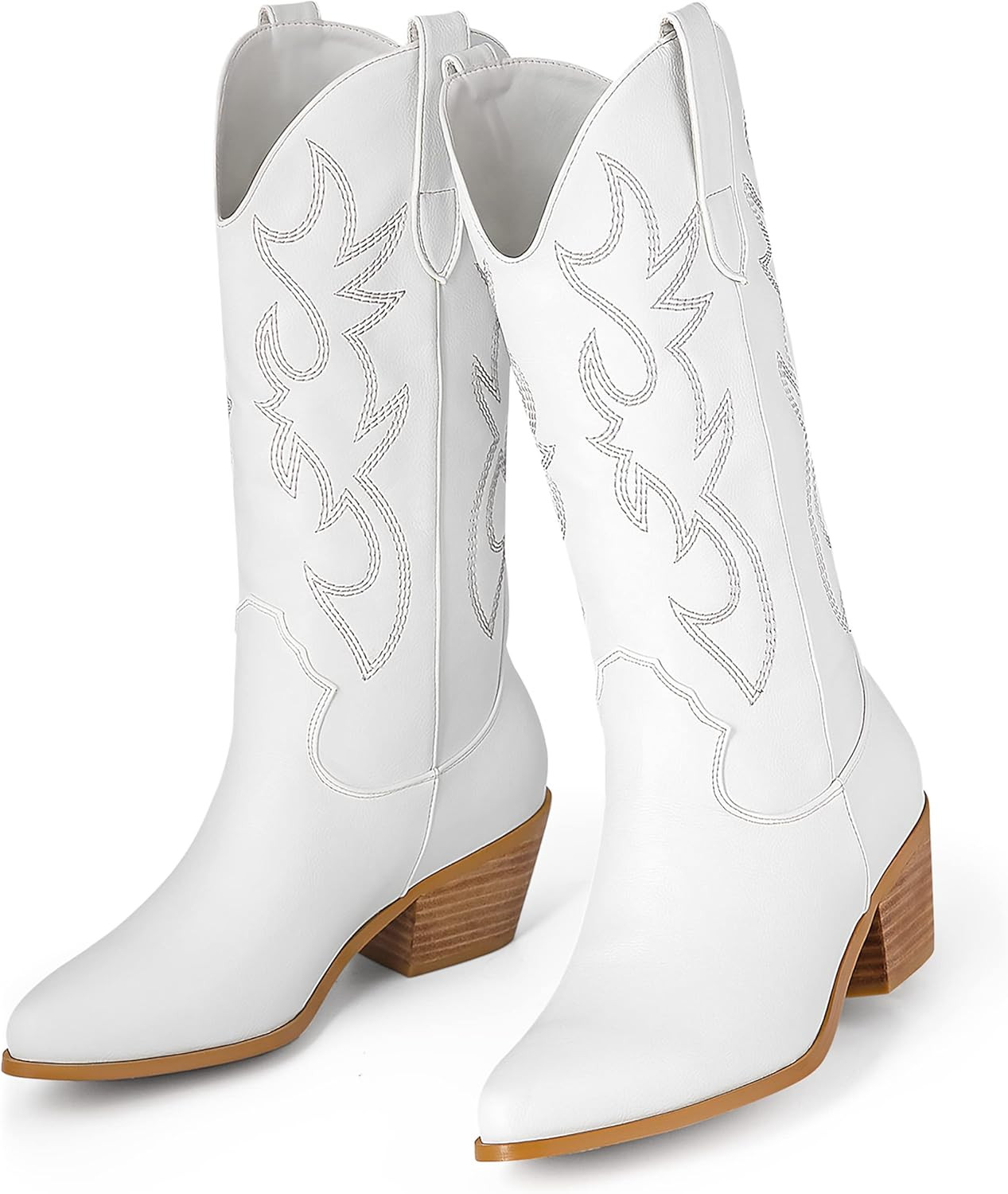 MUCCCUTE Women's Cowboy Western Cowgirl Boots Embroidered Stitching Point-Toe Boot Fashion Retro ... | Amazon (US)